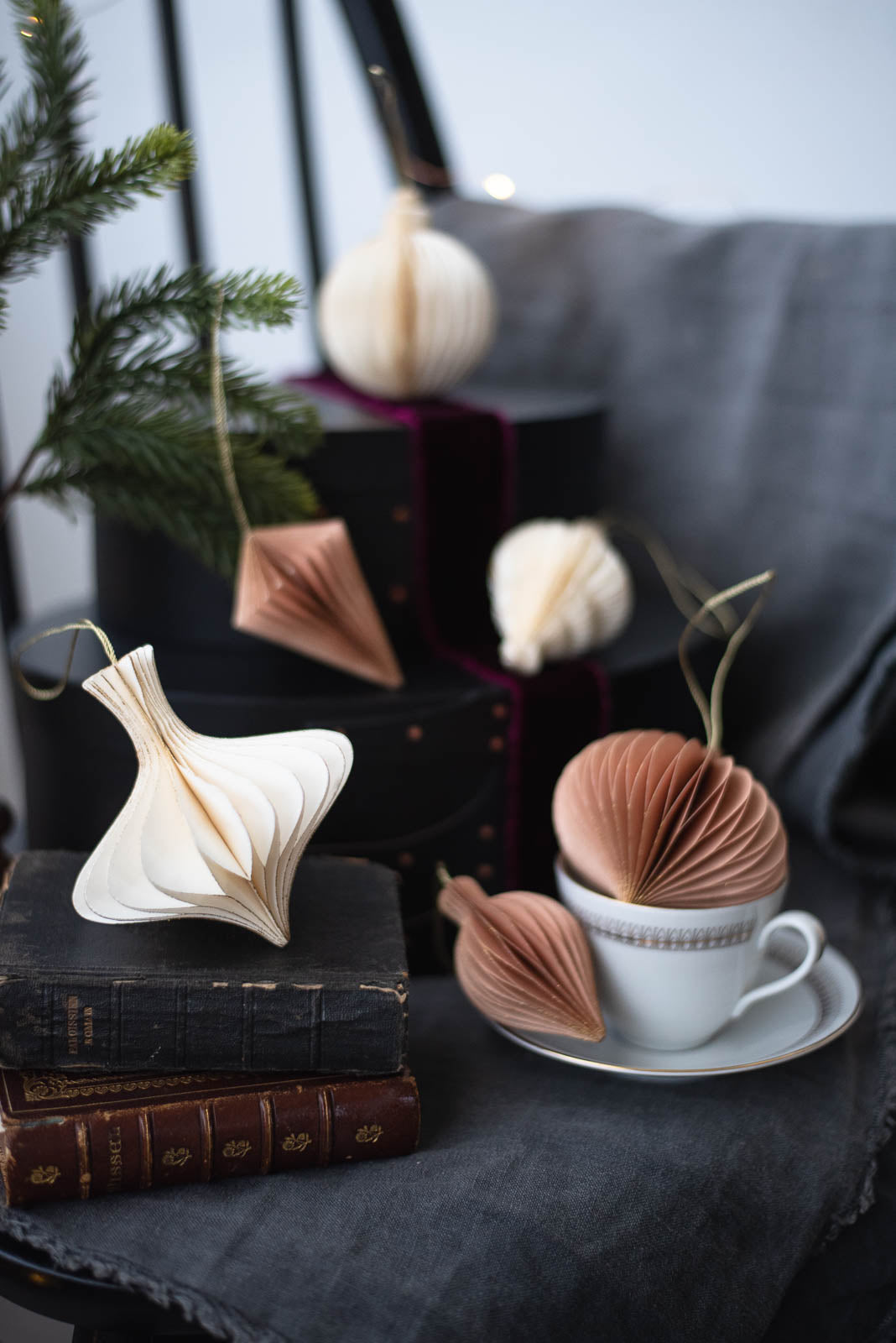 PAPIER winter sand H8-10cm | ペーパーオーナメント 6個入り
