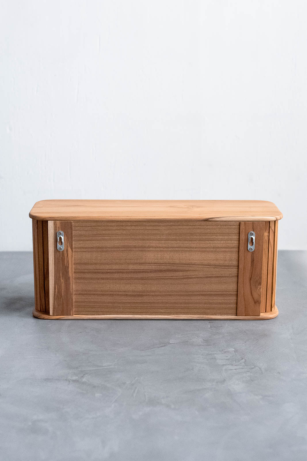 Teak sliding shelf