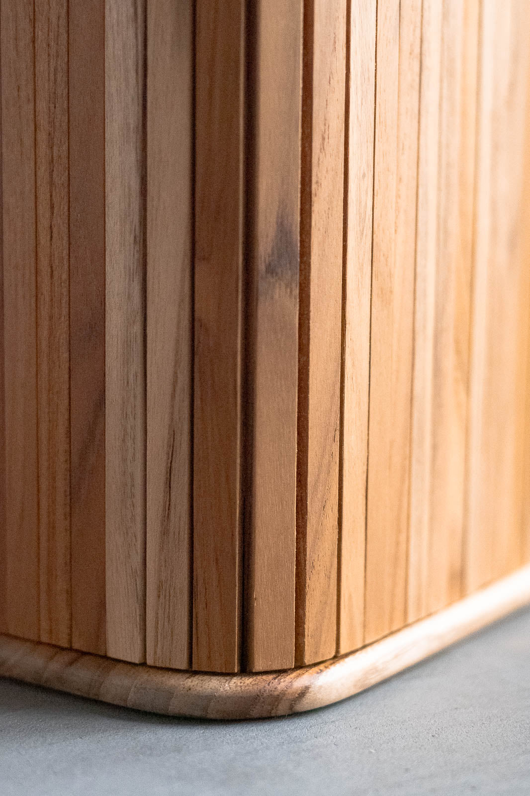 Teak sliding shelf
