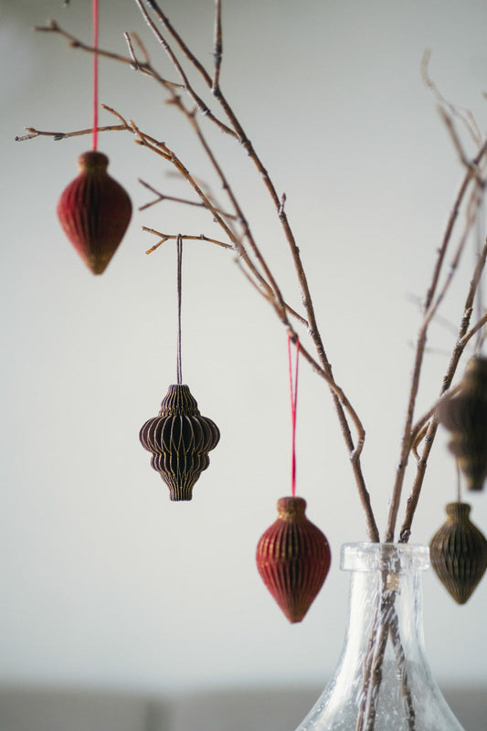 PAPIER rosy cocoa H6.5cm | ペーパーオーナメント 6個入り