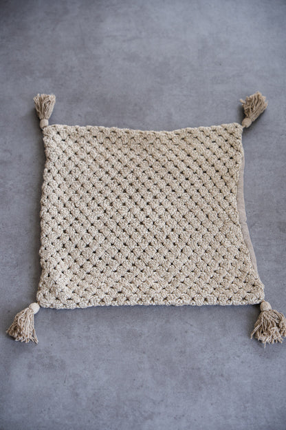 クロシェット タッセル付きクッションカバー 45×45